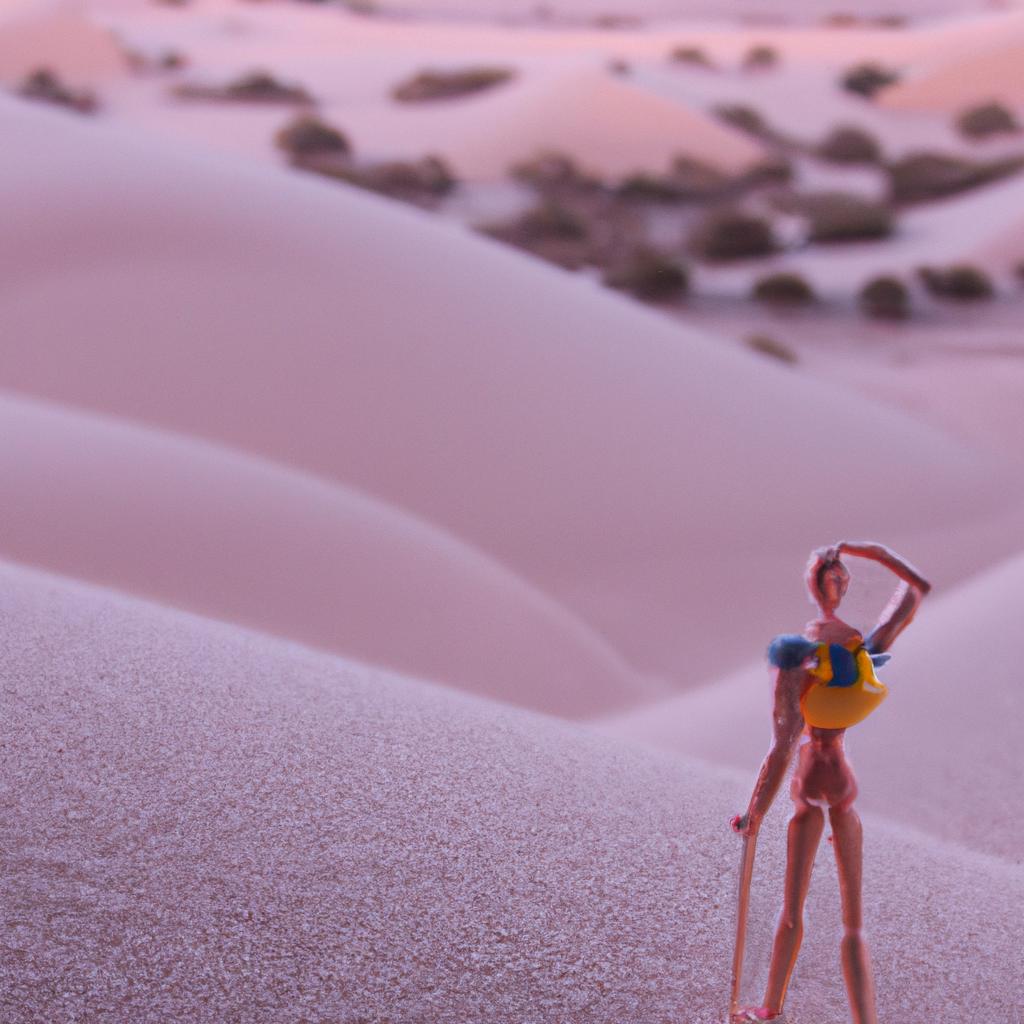 Person exploring fictional desert landscape
